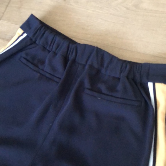 Navy crepe dress pant with sporty mustard & white side stripes - Picture 9 of 13